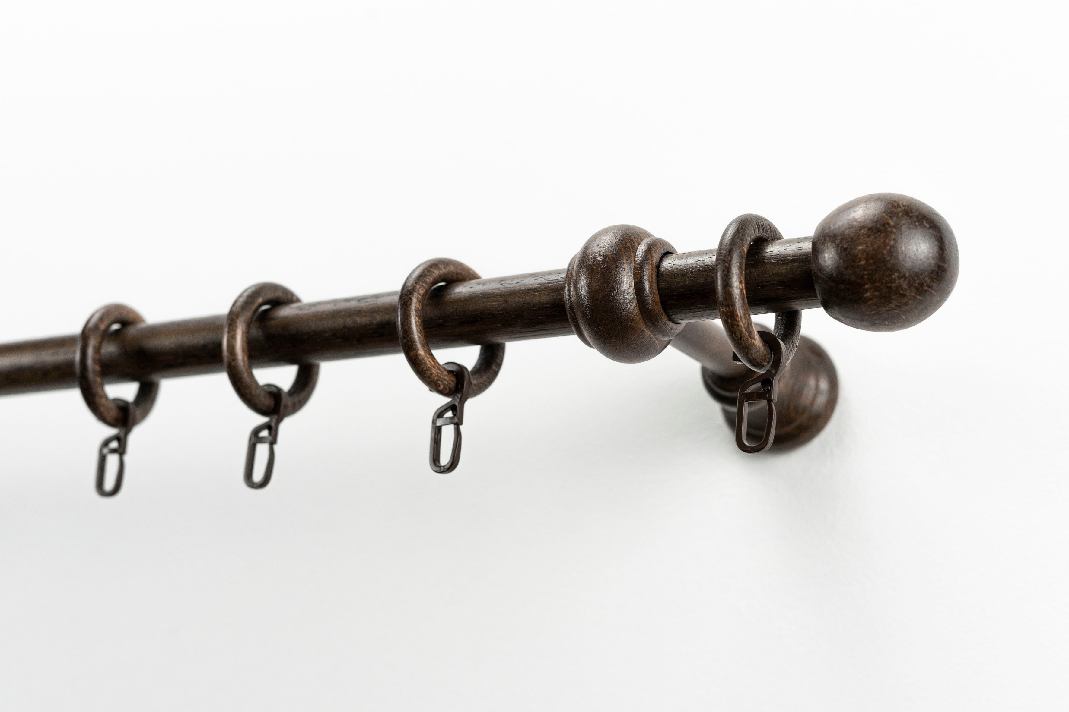 GARESA Gardinenstange BAROCK, Ø 20 mm, 1-läufig, Wunschmaßlänge, mit Bohren, verschraubt, Holzwerkstoff, Vorhanggarnitur, reine Holzgarnitur, verlängerbar, mit Ringe