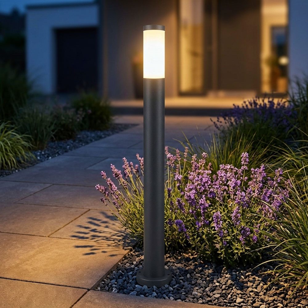 GLOBO LIGHTING LED Außen-Stehlampe, Leuchtmittel inklusive, Warmweiß, Außen Steh Leuchte ANTHRAZIT Garten Weg Beleuchtung