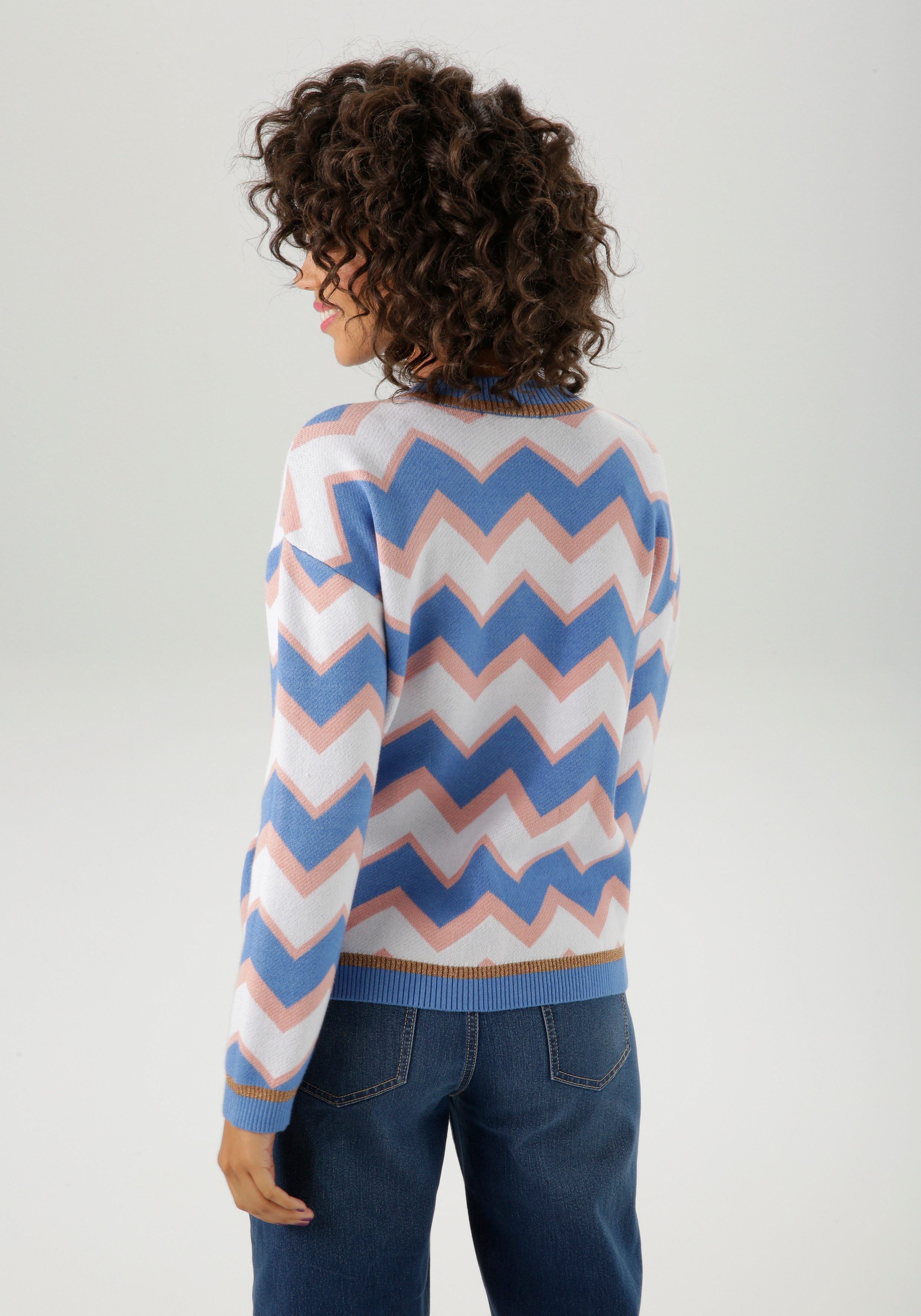 Aniston CASUAL Strickpullover im interessantem Zick-Zack-Muster günstig online kaufen