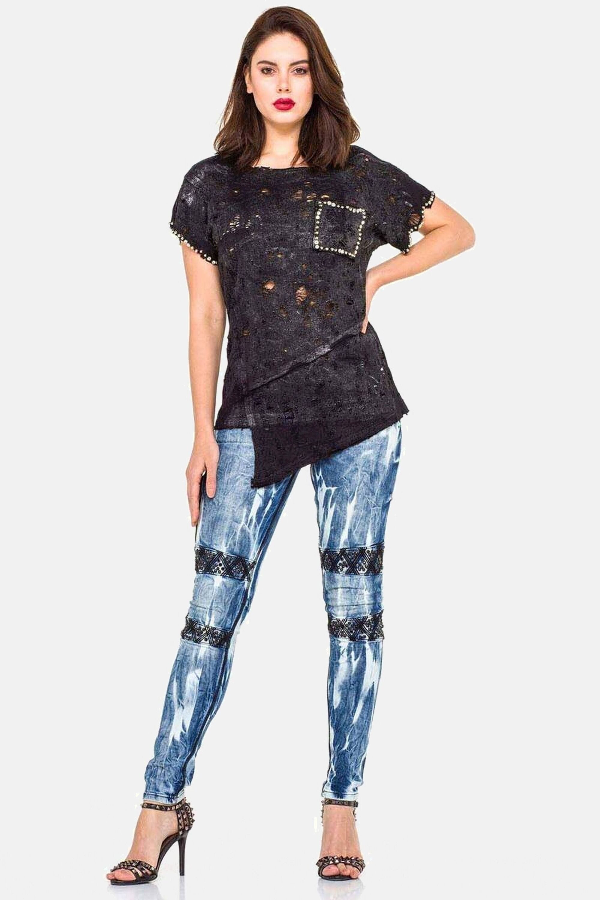 Cipo & Baxx Slim-fit-Jeans Jeans mit Ziersteinen, WD-368