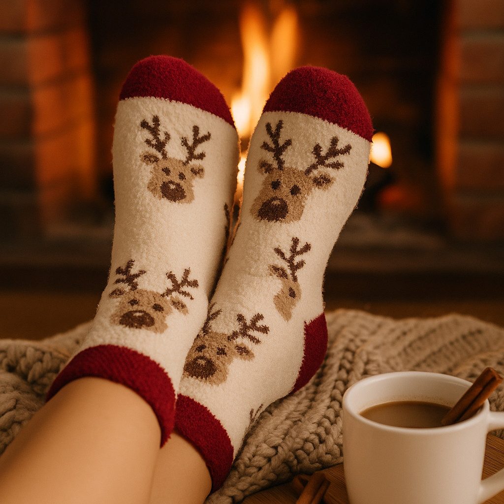 what the shop Kuschelsocken Weihnachts Kuschelsocken Merry Christmas 36–42 Geschenkverpackung Flauschige Weihnachtsfreude zum Verschenken