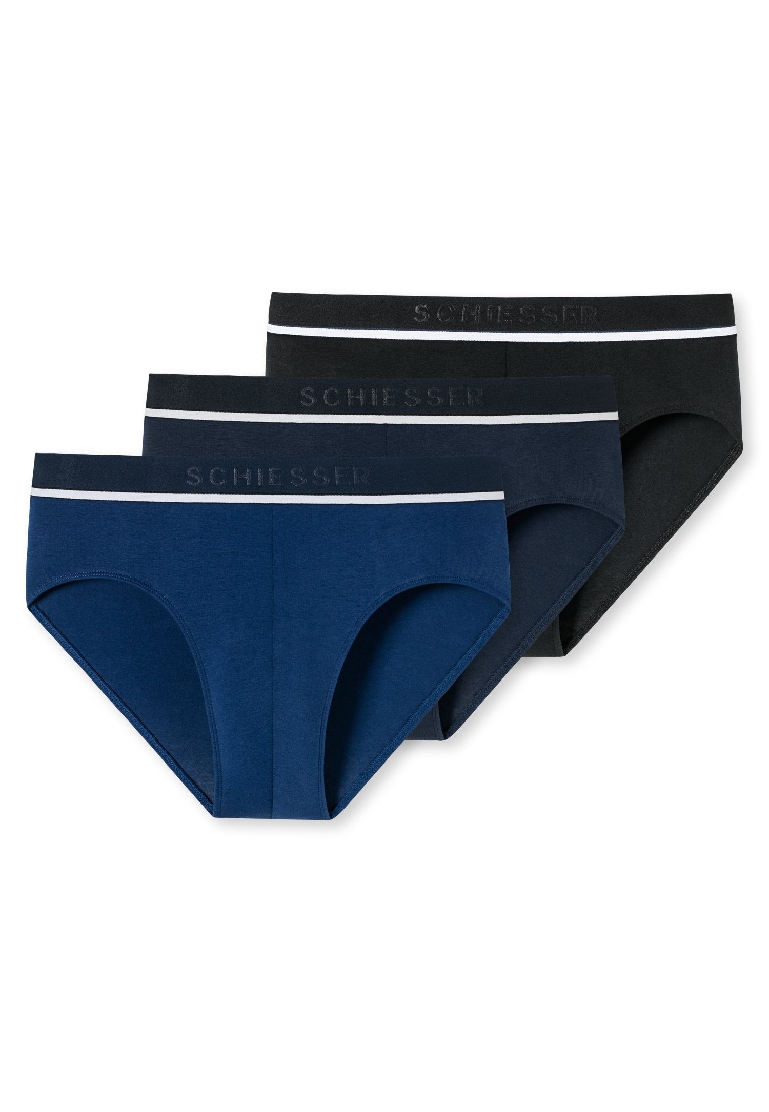 Logo-Webgummibund sportlichem (3er-Pack) blau/schwarz mit Rioslip Schiesser