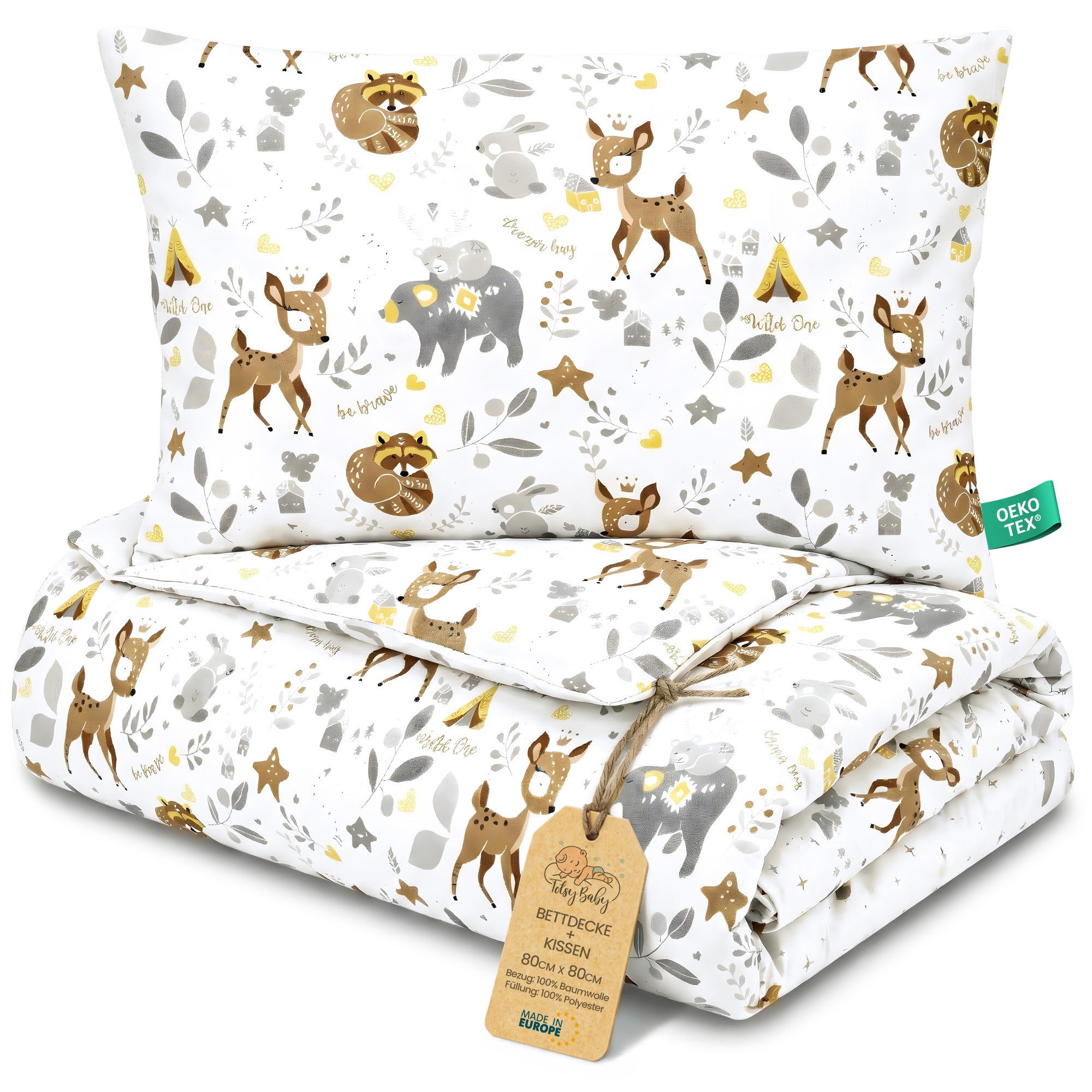 Totsy Baby Babybettwäsche Kinder Bettdecke ohne Bezug – Baby Decke und Kissen Set aus Baumwolle