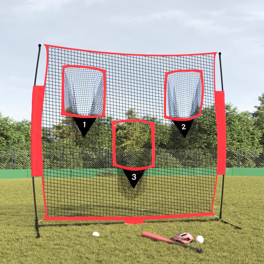 vidaXL Baseball Baseball-Netz Tragbar Schwarz und Rot 183x105x183 cm Polyester (1-St)