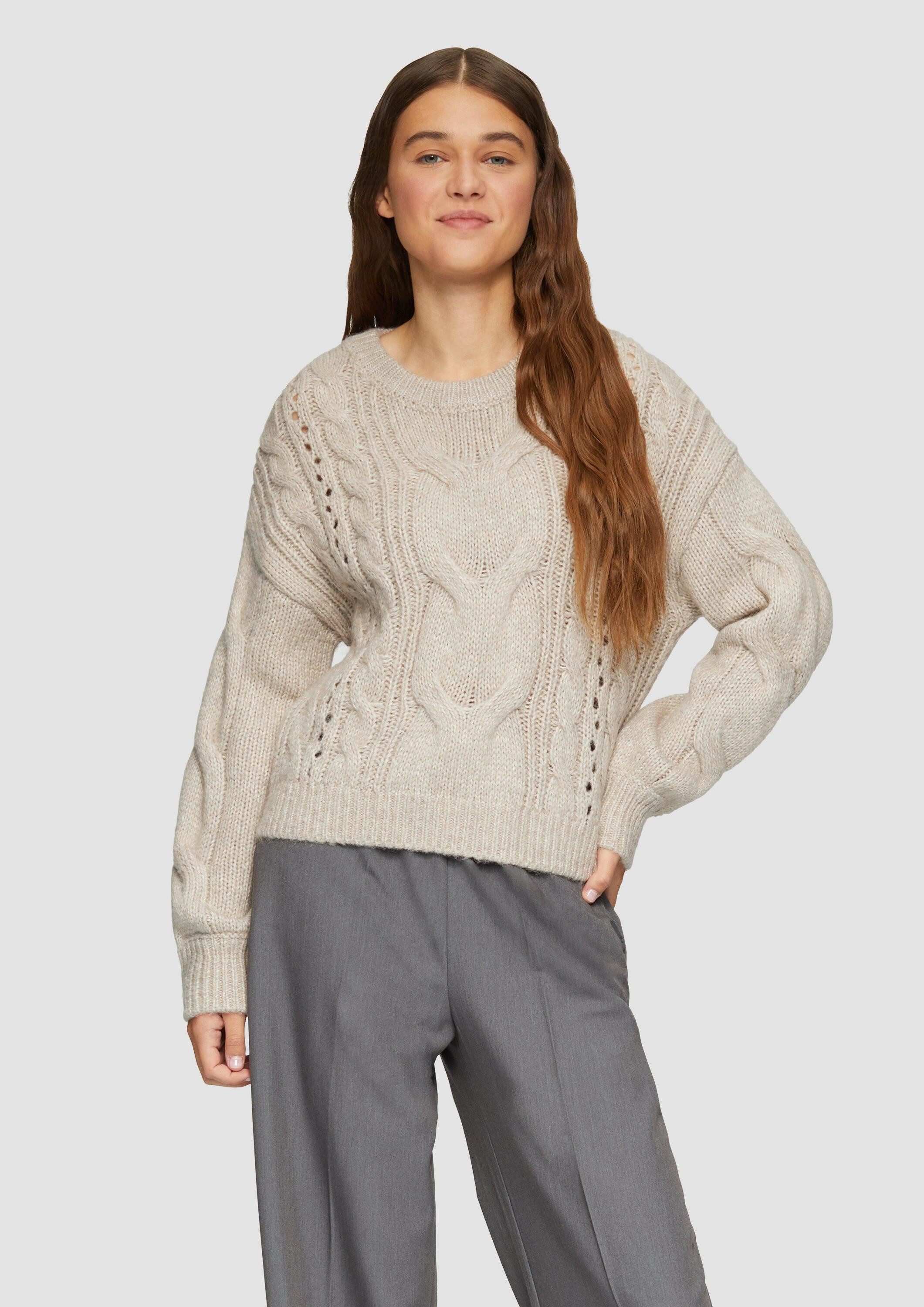 QS Longpullover Strickpullover Softer Zopfstrickpullover mit günstig online kaufen