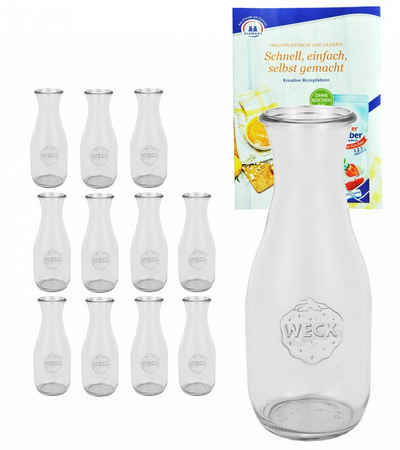 MamboCat Einmachglas 12er Set Weck Gläser 1062ml Saftflasche inkl. Gelierzauber Rezeptheft, Glas