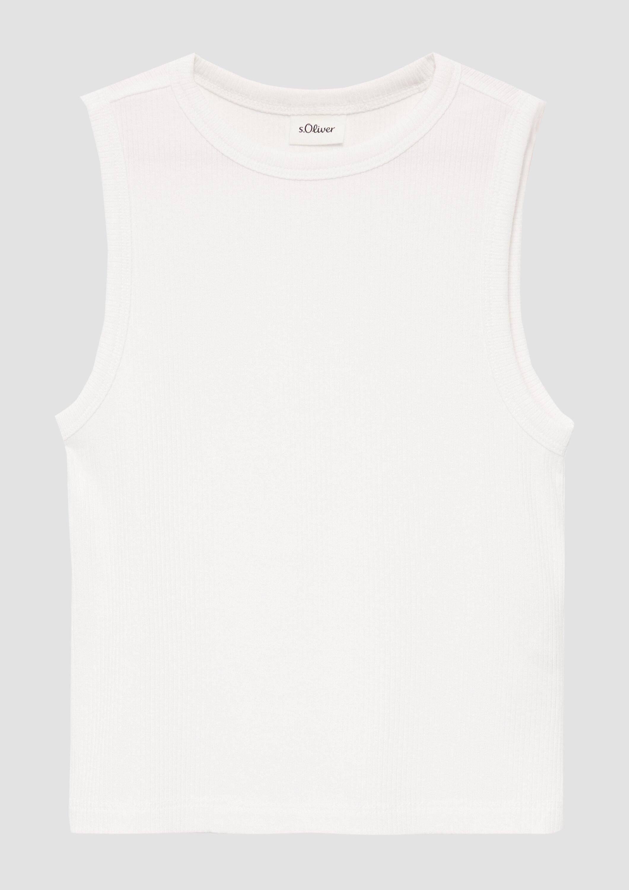 s.Oliver Muskelshirt T-Shirt Verkürztes Slim-Fit-Top mit Rippstruktur