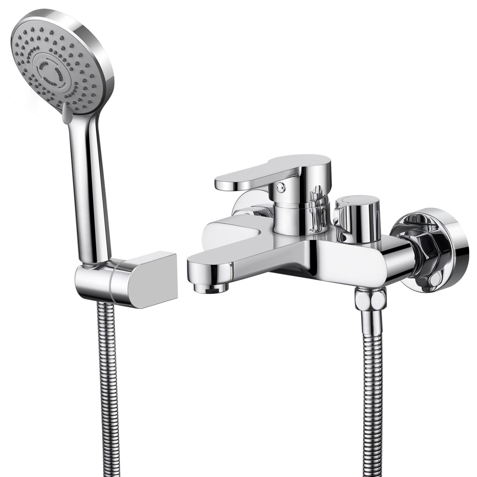 WOOHSE Badarmatur Badarmatur Badewannenarmatur chrom Mischbatterie Wasserhahn Armatur Wannenarmatur mit Brause, Badewannenarmaturen Armatur aus Messing