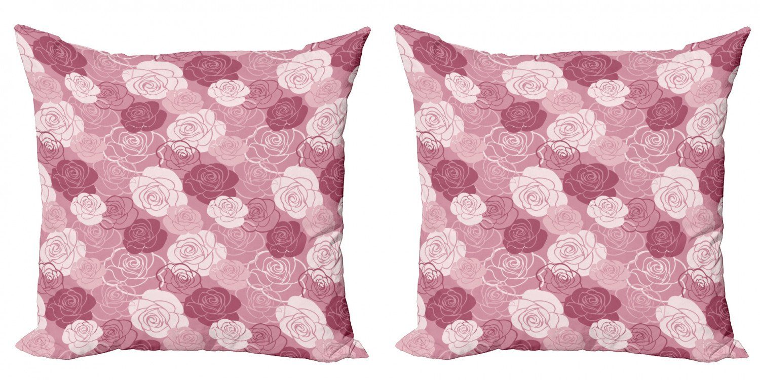 Kissenbezüge Modern Accent Doppelseitiger Digitaldruck, Abakuhaus (2 Stück), Rose Blumen Romantisches Petal-Motiv