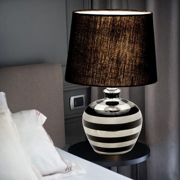 etc-shop LED Tischleuchte, Leuchtmittel inklusive, Warmweiß, Design Tisch Lampe Keramik Wohn Zimmer Textil Leuchte-