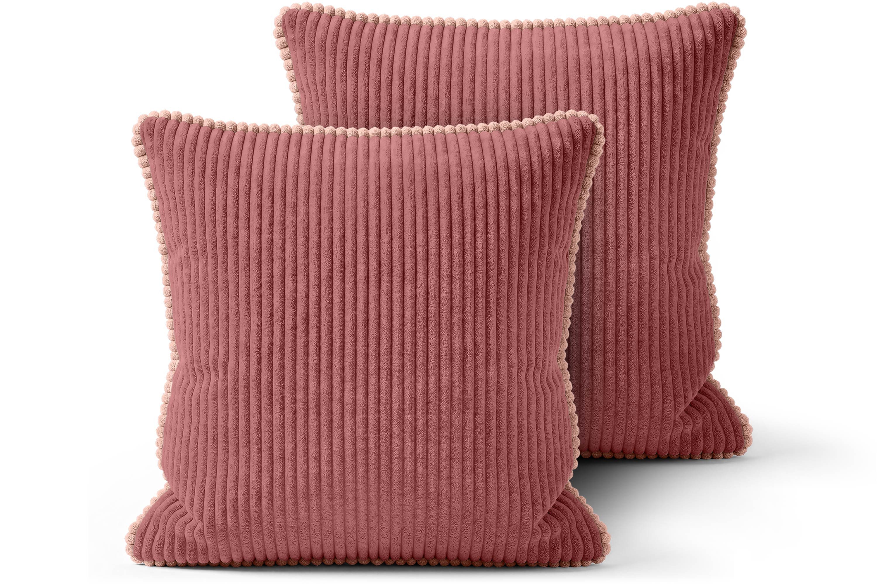 Amilian Kissenbezüge 2er Set Kissenbezug Kissenhüllen weich waschbar, (2 Stück), Cord-Optik, Hotelverschluss, weich