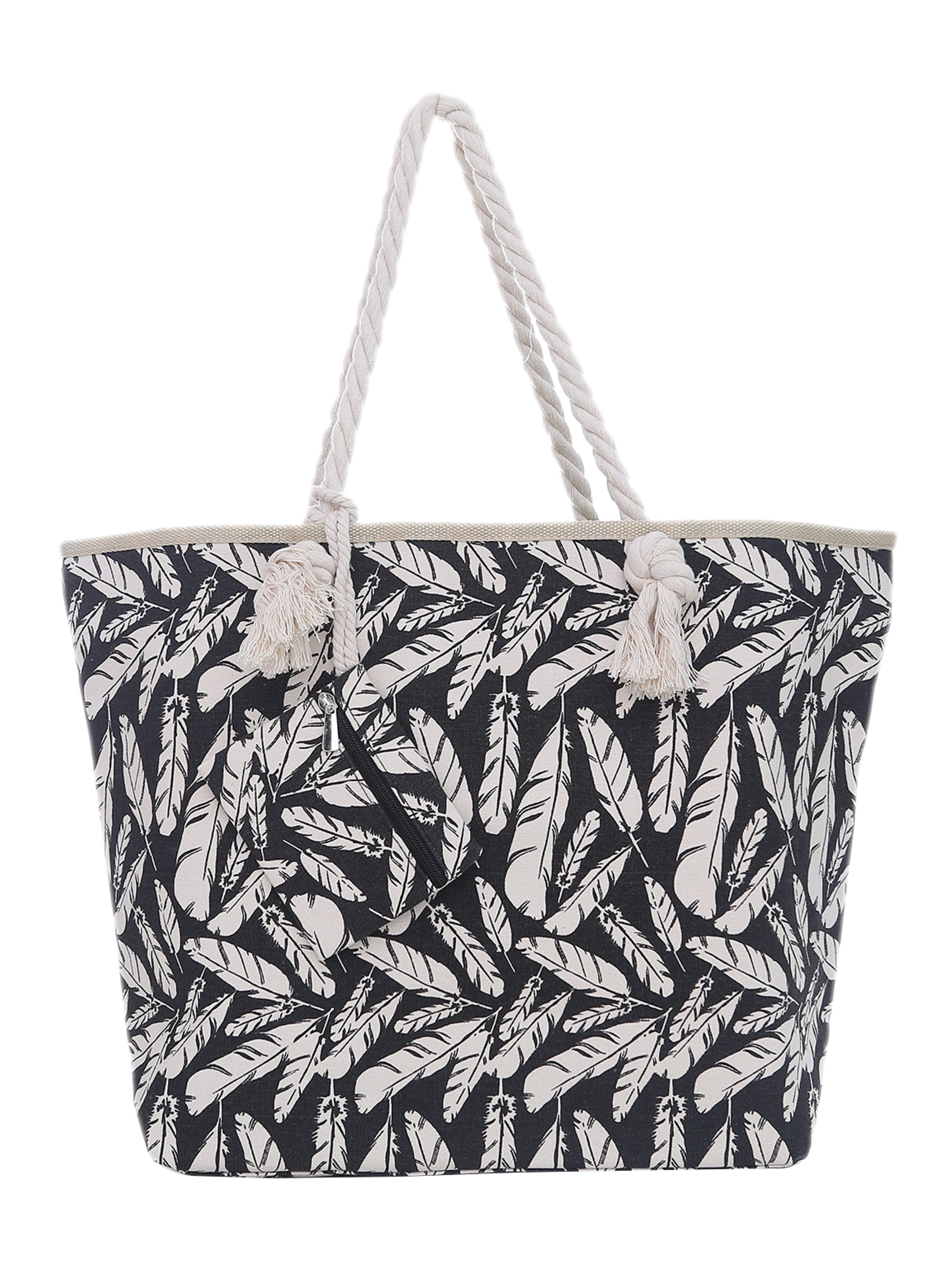 DonDon Strandtasche Shopper Schultertasche Beach Style (2-tlg), Große Strandtasche, mit Reißverschluss, tolle Motive