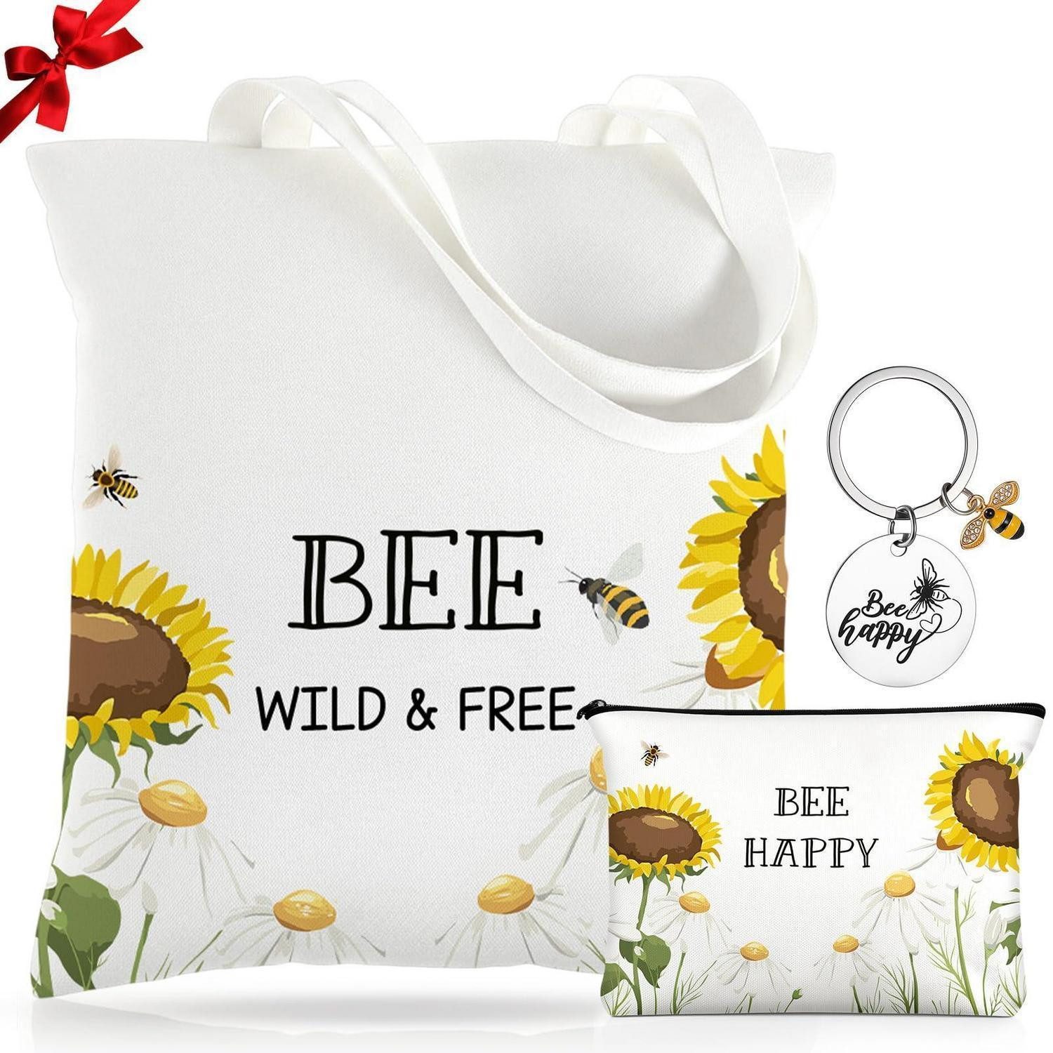 LuxusKollektion Kosmetiktasche Bienen Geschenkset 3-Teilig Damen Gelb
