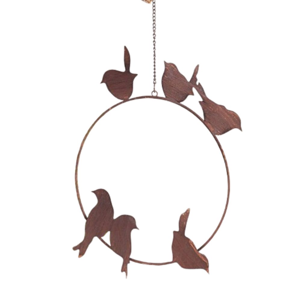 Home-trends24.de Dekohänger Vogel Ring Wand Deko Fenster Hänger Braun Antik Look
