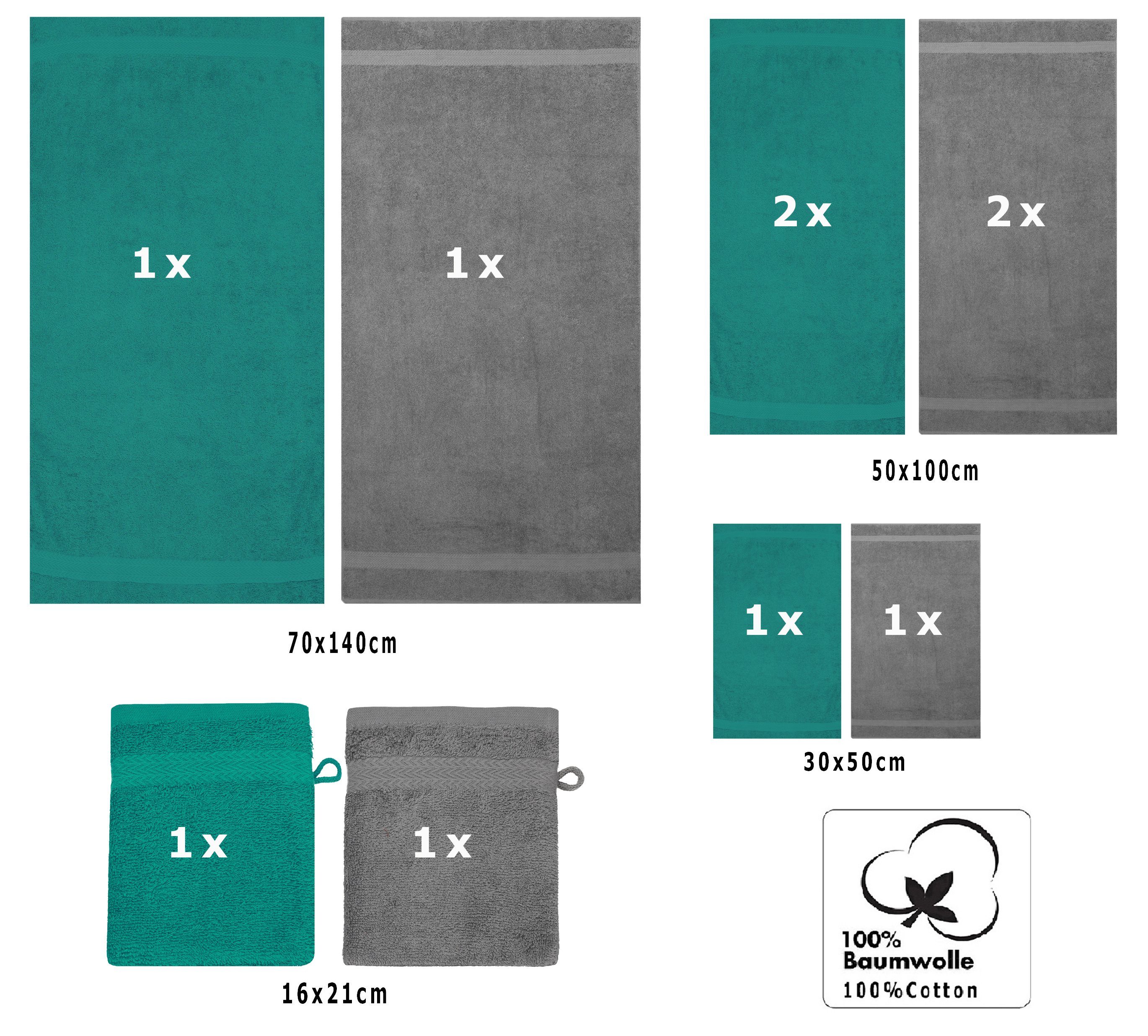 Anthrazit, & 100% Farbe Handtuch-Set Smaragdgrün Premium 10-TLG. (10-tlg) Set Baumwolle, Handtuch Betz