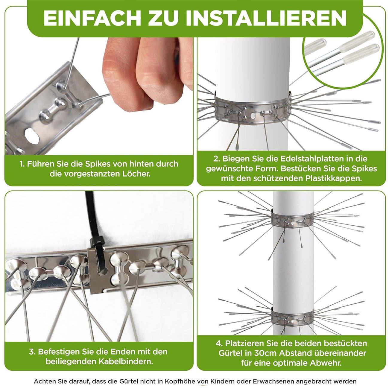 ISOTRONIC Marder-Abwehrgürtel Marder-Abwehrgürtel aus V2A-Edelstahl, Fallrohr-Kletterschutz, 4-St., 2er-Set & 4er-Set, Fallrohrschutz 25,0 x 2,0 x 15,0 cm/flexi – Bild 5 von 5