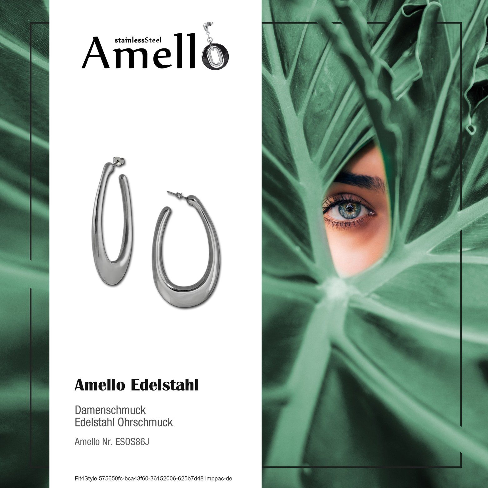 Amello Paar Ohrhänger Amello Ohrringe Edelstahl Ohrhänger Oval (Ohrhänger), günstig online kaufen