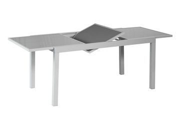 MERXX Garten-Essgruppe Taviano, (Set, Tisch, 6 Sessel, Aluminium mit Textilbespannung, Sicherheitsglas), Sessel in Sitz und Rücken gepadded