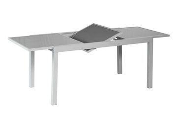 MERXX Garten-Essgruppe Carrara, (Set 9-teilig, Tisch, 8 Klappsessel, Aluminium mit Textilbespannung, Sicherheitsglas), mit ausziehbarem Tisch