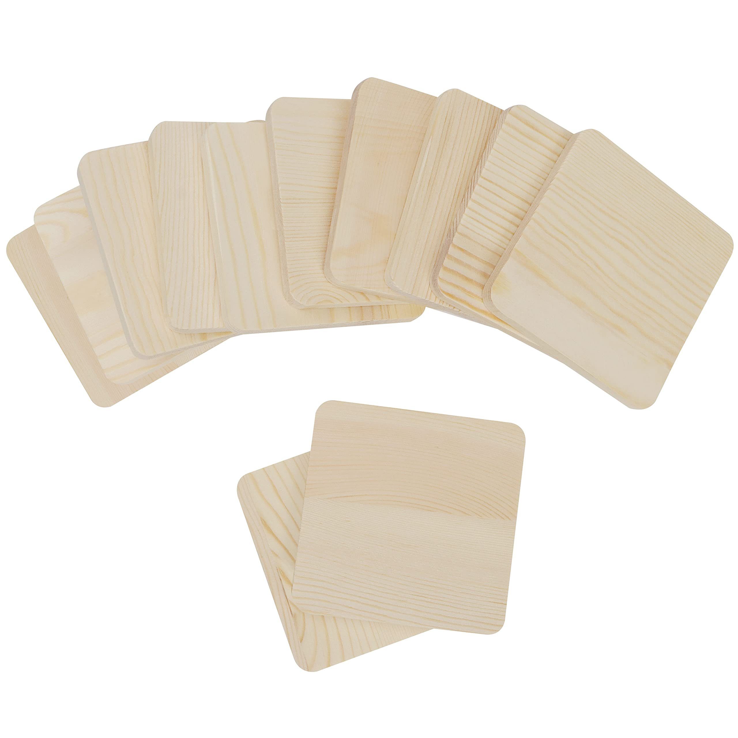 Belle (12-Pack) Wood 9,3x9,3cm, Vous zum Boards (12er-Pack) - 9.3x9.3cm DIY Selbermachen Holzplatten Getränkeuntersetzer -