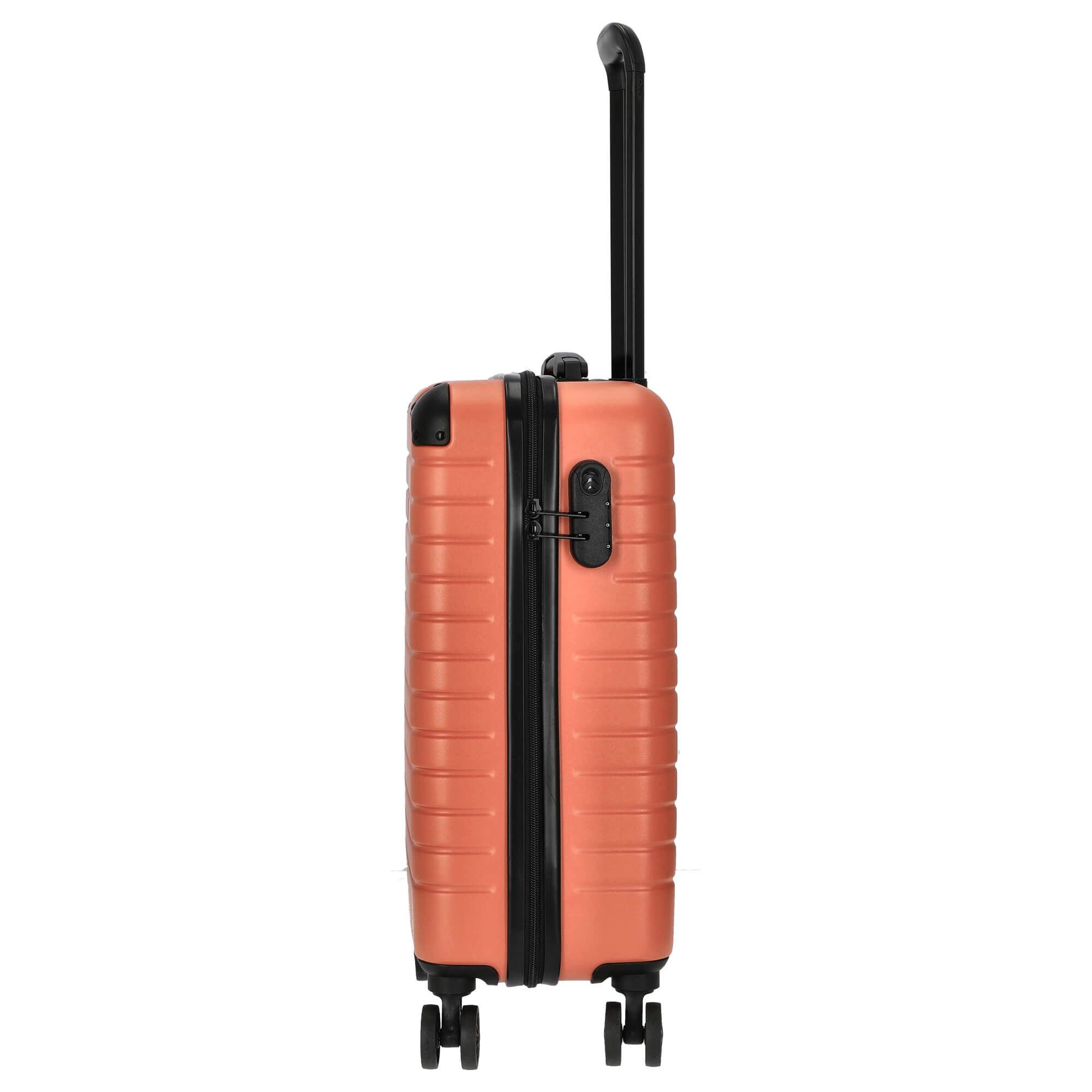 SOMKO Handgepäck-Trolley Line - 4-Rollen Kabinentrolley S 55 cm (coral), 4 Rollen