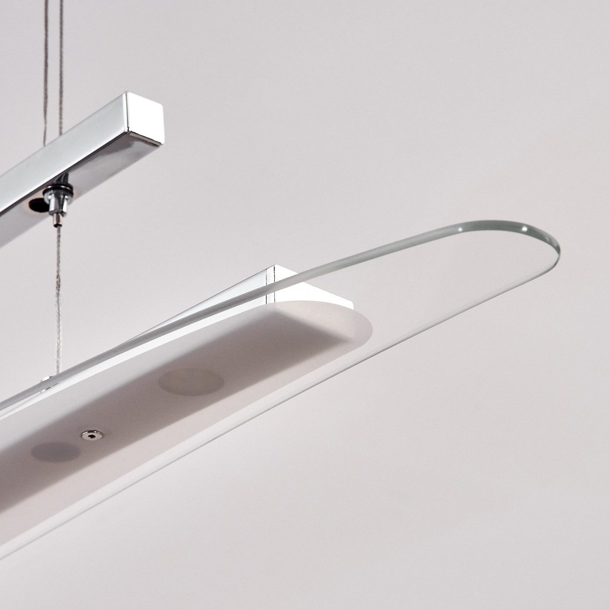 hofstein Pendelleuchte dimmbare Hängelampe aus Metall/Glas in Chromfarben/Klar, LED wechselbar, 3000-6000 Kelvin, moderne Hängeleuchte mit Touchdimmer, Kelvin Change, Höhe max. 154 cm