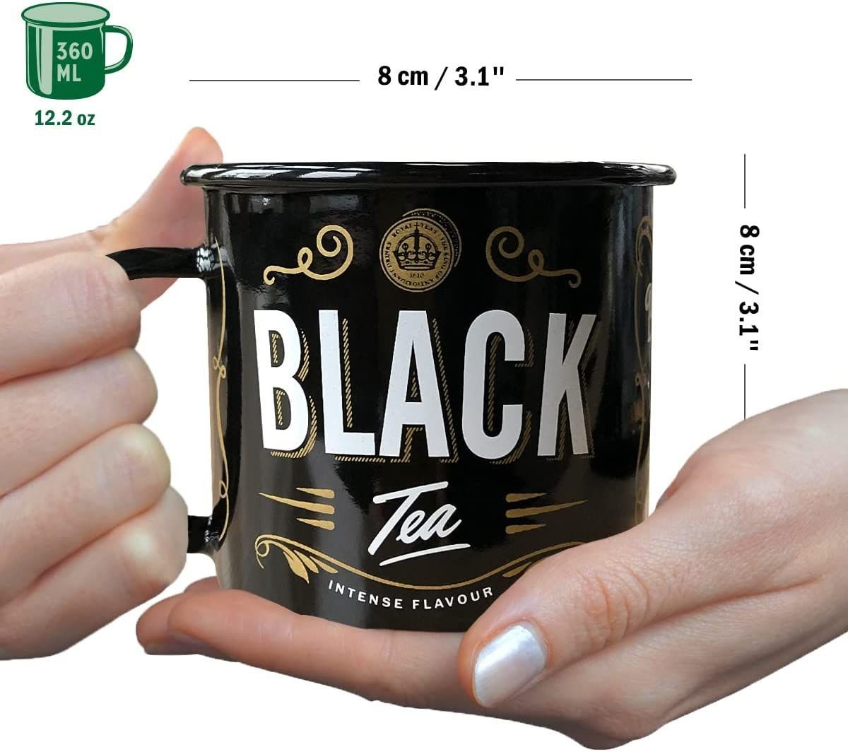 Nostalgic-Art Tasse Emaille-Becher - Home & Country - Black Tea