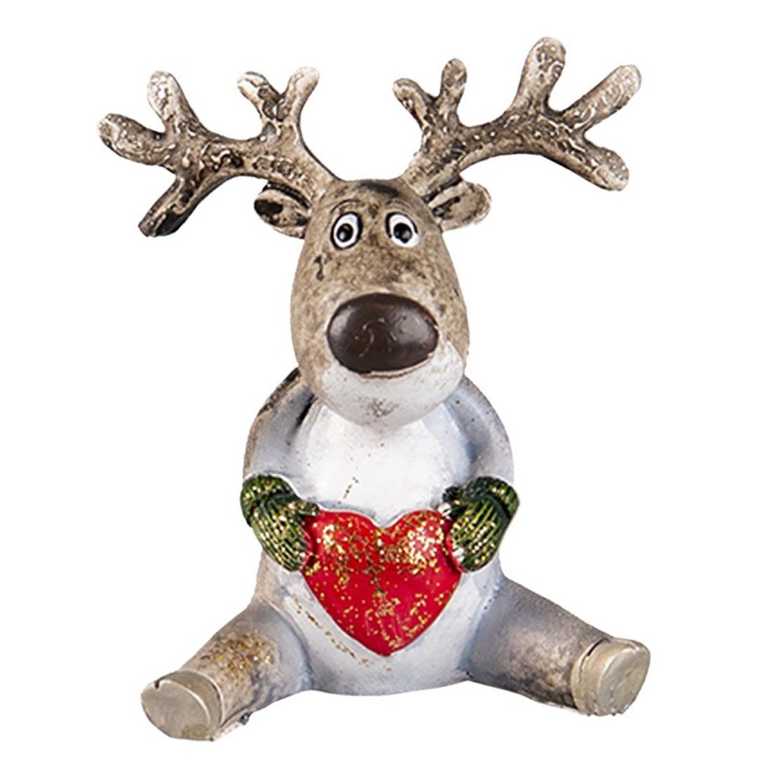 Clayre & Eef Dekofigur Clayre & Eef Dekoration Rentier 6x4x7 cm Weihnachtsdeko für Innen