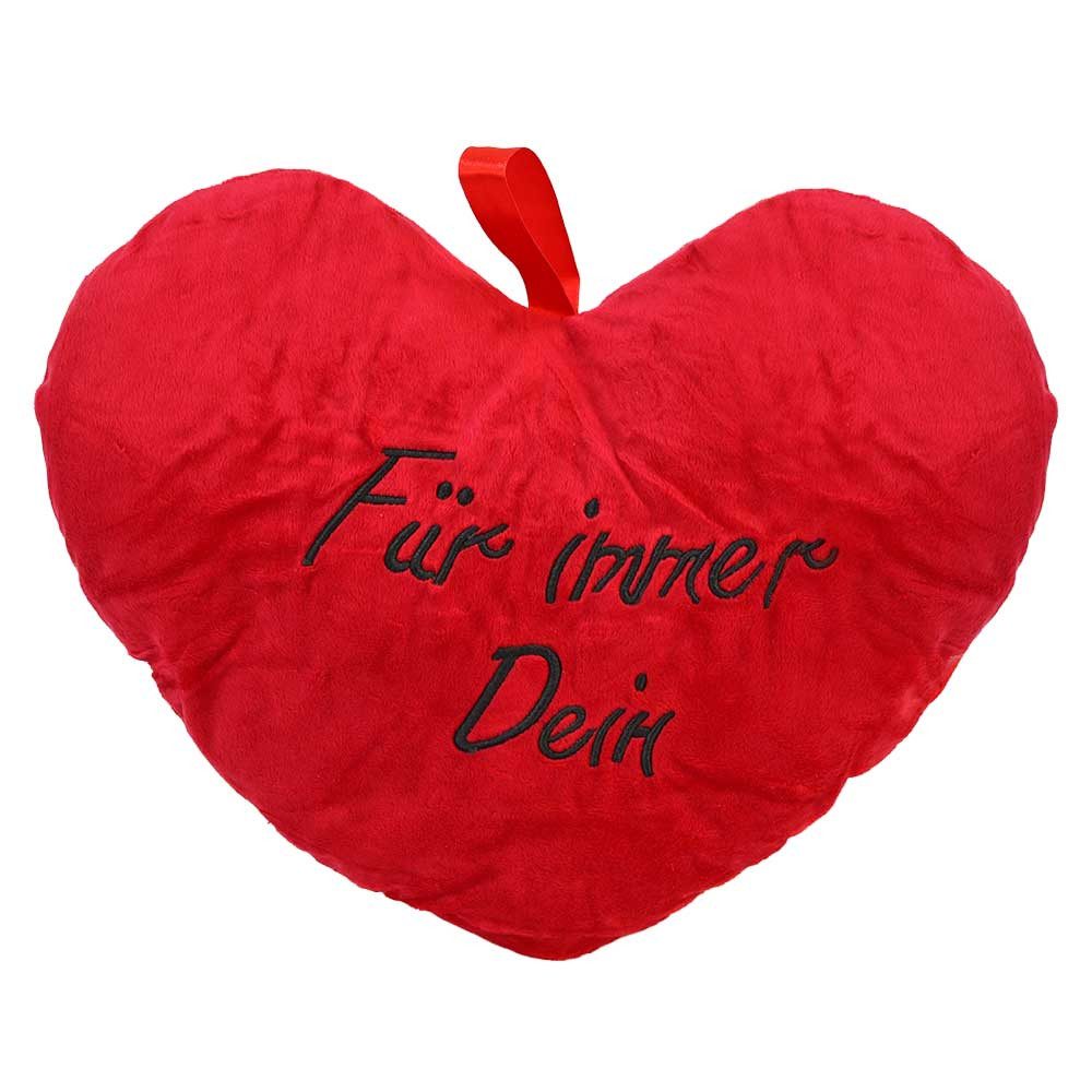 IKO Import GmbH Dekokissen Herzkissen aus Plüsch "Für immer Dein" - ca. 33 cm