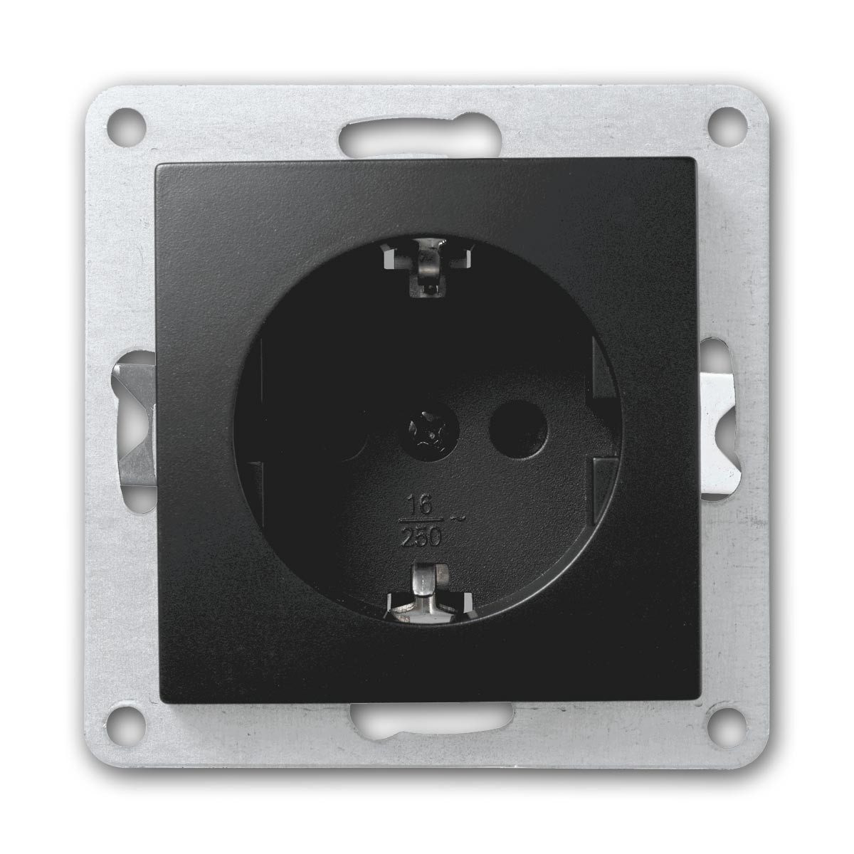 McPower FLAIR Steckdose schwarz 250V~/16A UP,o Rahme,Klemm Unterputzschalter