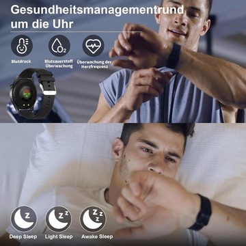 Techtrix Smartwatch (1,43 Zoll, Android, iOS), mit Telefonfunktion,21+ Sportmodi Fitnessuhr Pulsmesser, Schlafmonitor