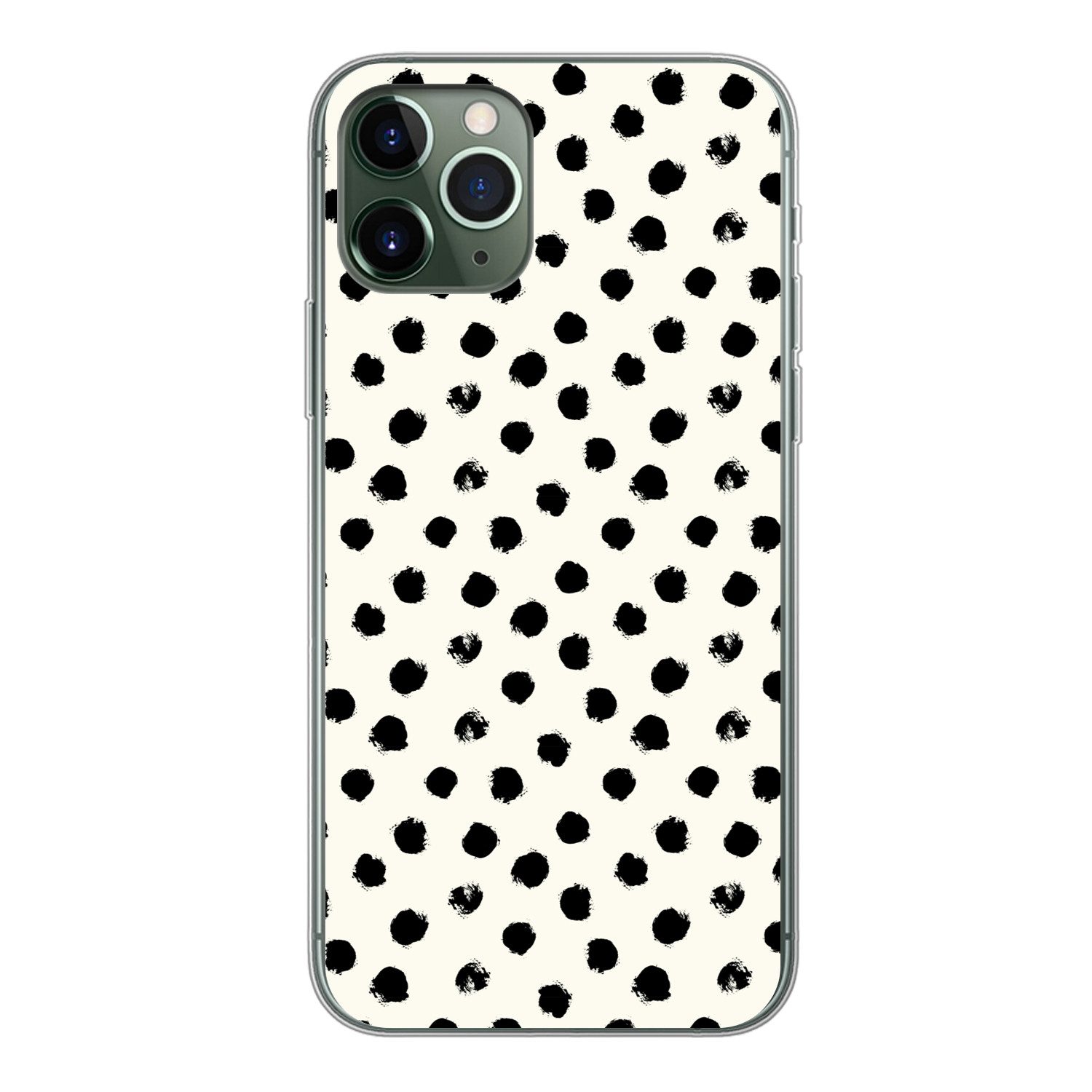 MuchoWow Handyhülle für Apple iPhone 11 Pro Polka dots - Schwarz - Weiß - Druck - Minimali, Smartphone-Bumper, Print, Handy Schutzhülle Dünn