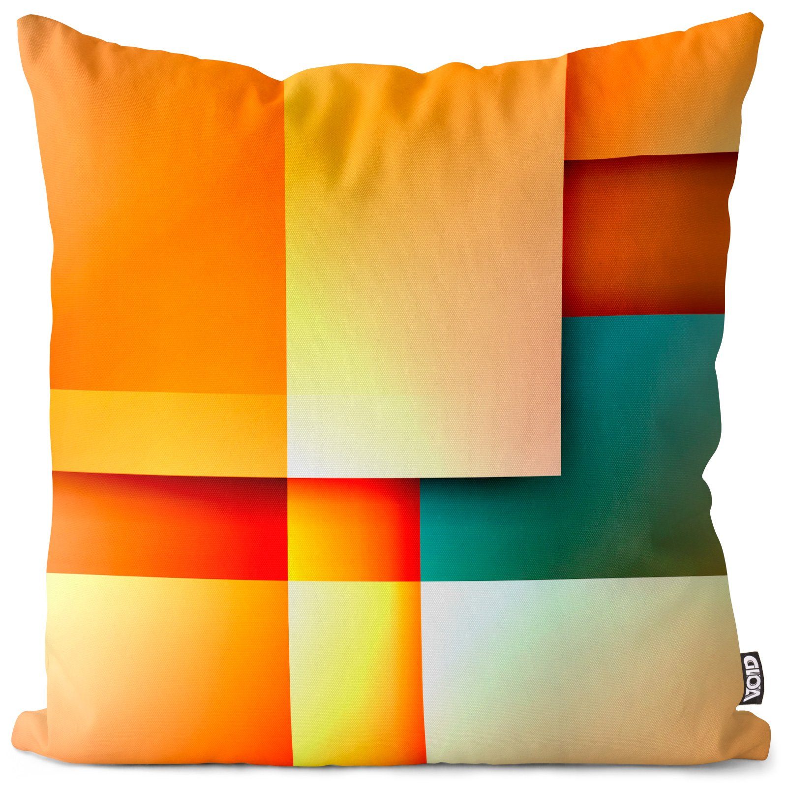 Kissenbezug, VOID (1 Stück), Sofa-Kissen abstrakt Kunst 3D Flächen Bild Muster gemustert Orange Quadrat Licht Farben bund modern Strukture Platten Futuristisch