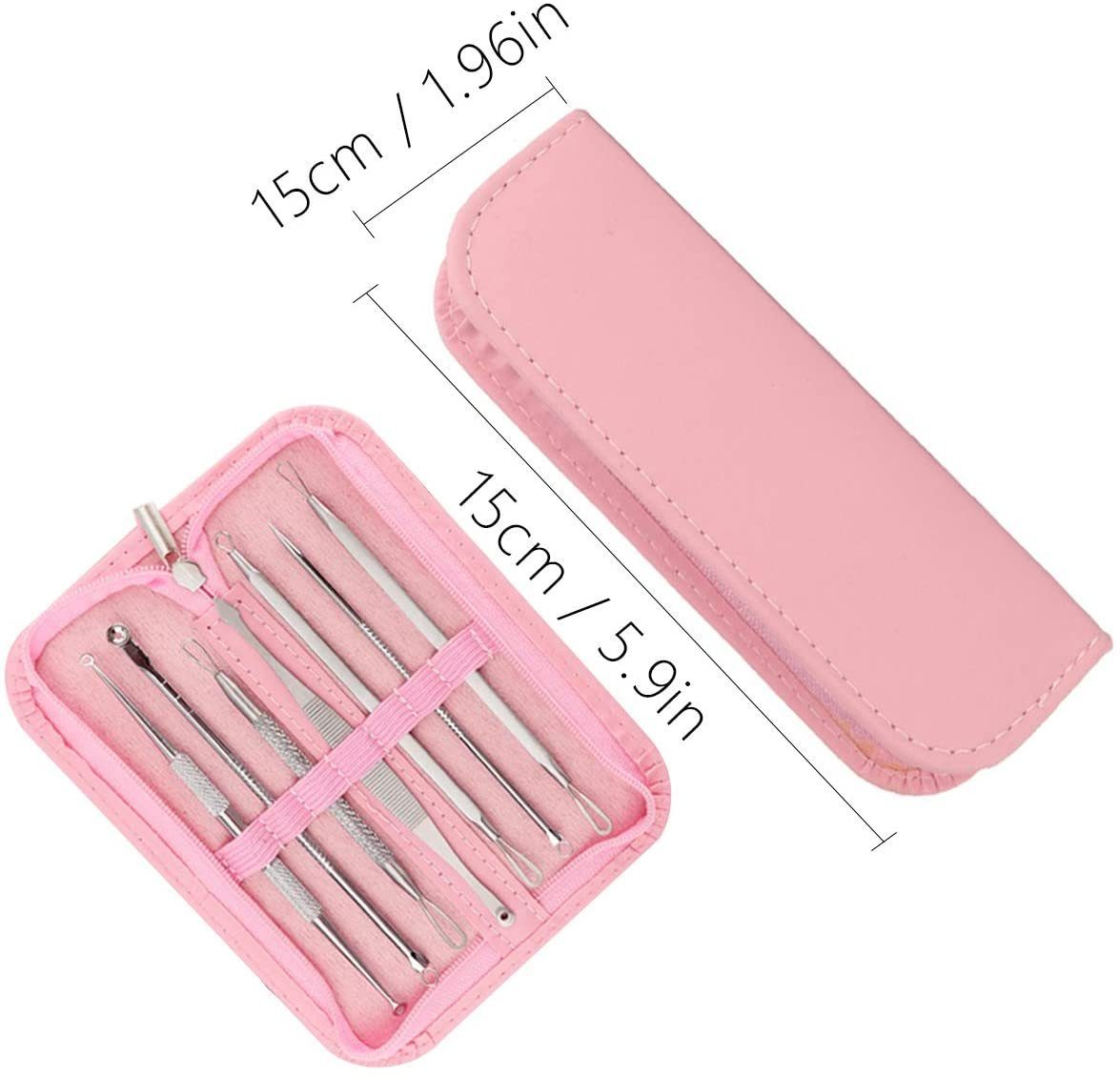 COOL-i ® Mitesserentferner, Komedonenentferner Set,7 In 1 Tool Kit(Rosa)