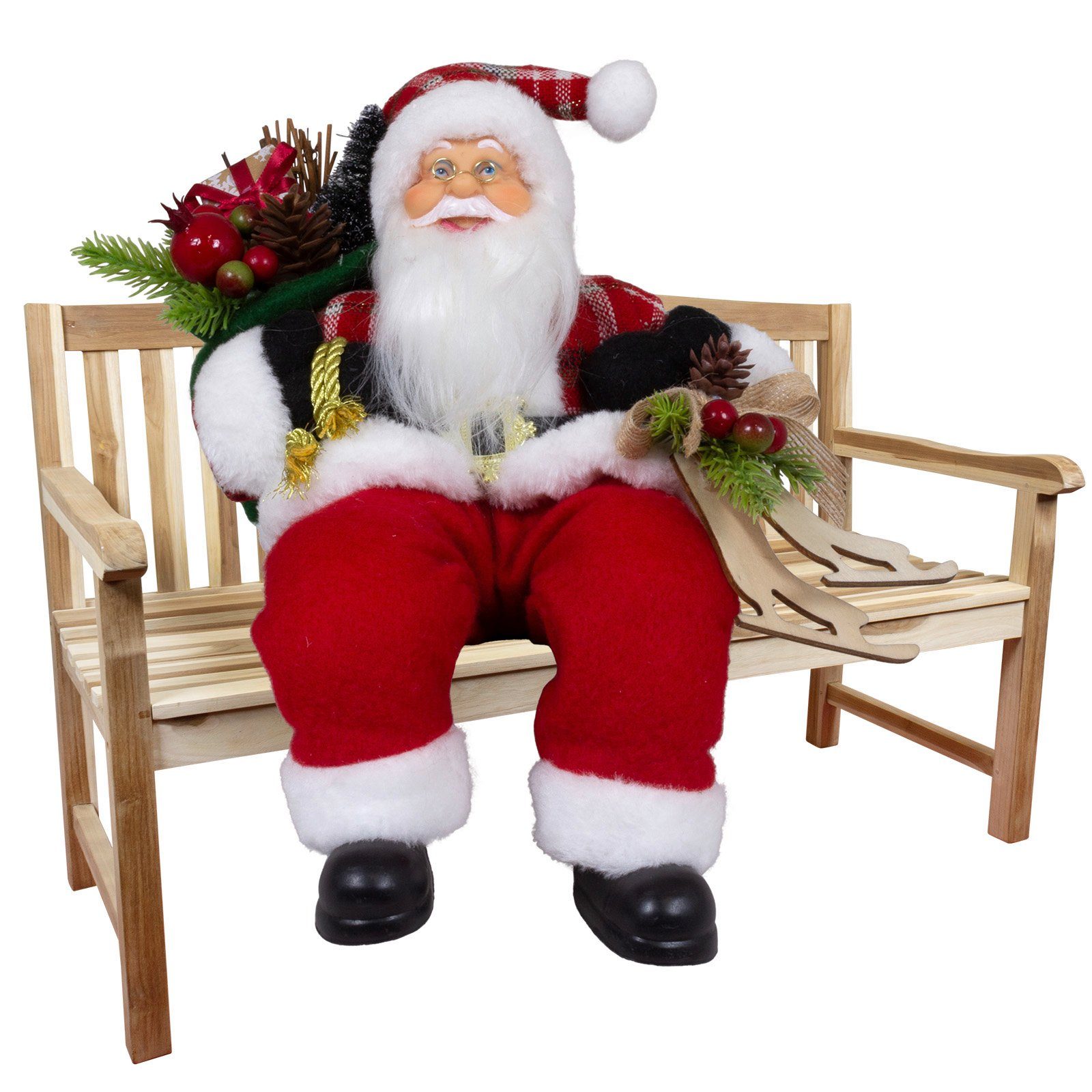 Christmas Paradise Weihnachtsmann Rasmus 45cm Hinsetzen 30cm, rot, Kantenhocker sitzend (Dekofigur Weihnachtsdeko), St., / 1 zum