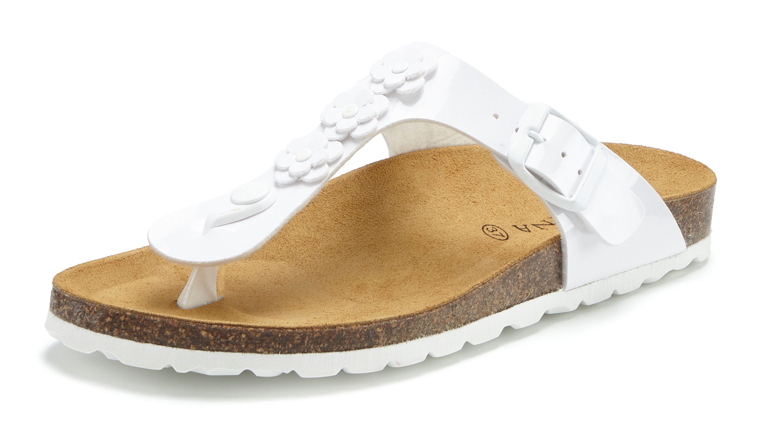 LASCANA Sandale, Pantolette, offener Schuh, Sommerschuh, Zehentrenner mit komfortablem Korkfußbett