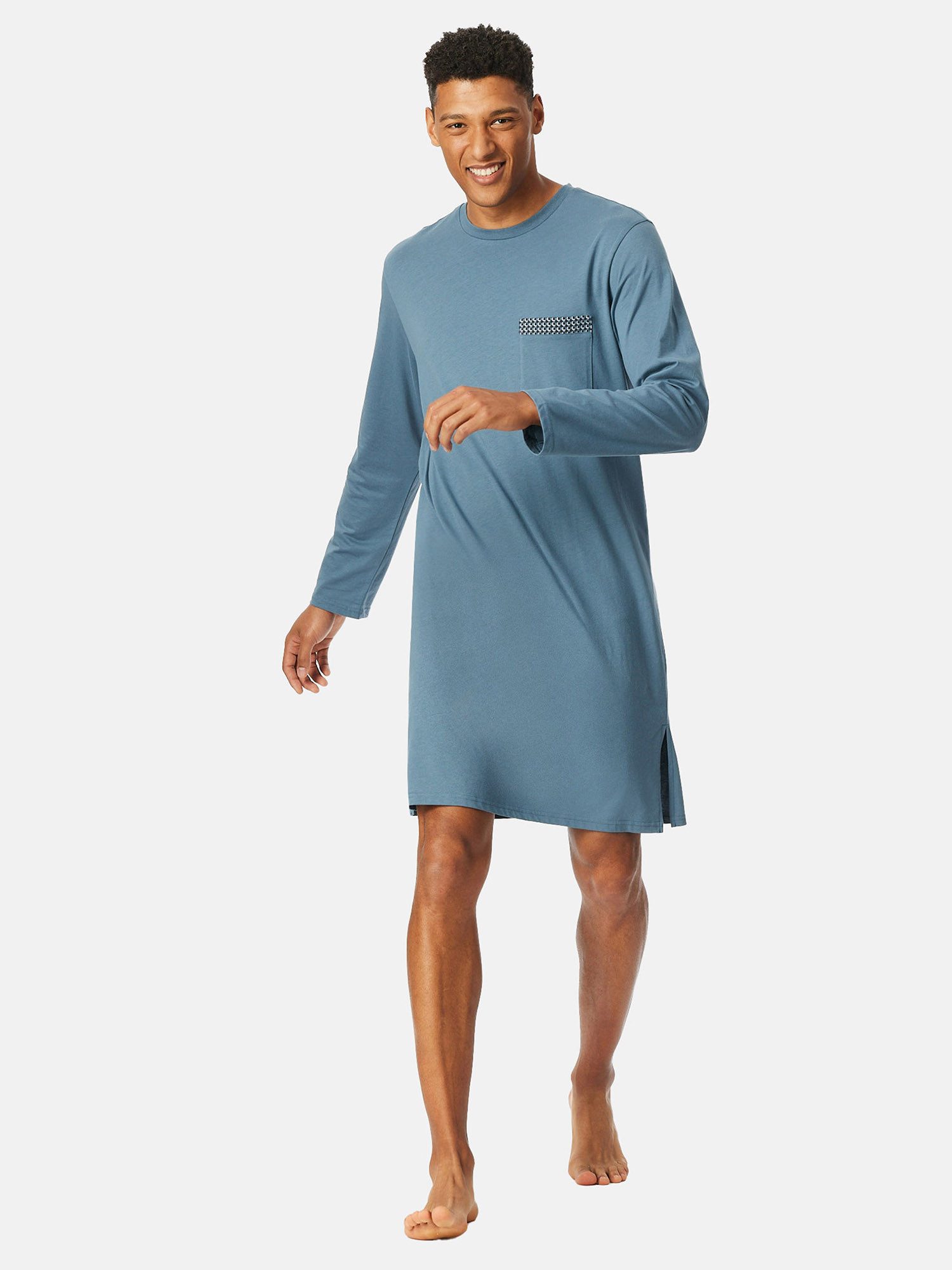Schiesser Nachthemd ""Comfort Nightwear"", Brusttasche mit gemustertem Saum günstig online kaufen