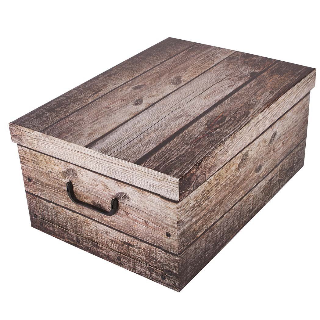 Kreher Aufbewahrungsbox Aufbewahrungsbox, Dekokarton - Motiv: Holz Grau günstig online kaufen