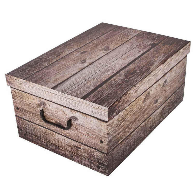 Kreher Aufbewahrungsbox Aufbewahrungsbox, Dekokarton - Motiv: Holz Grau