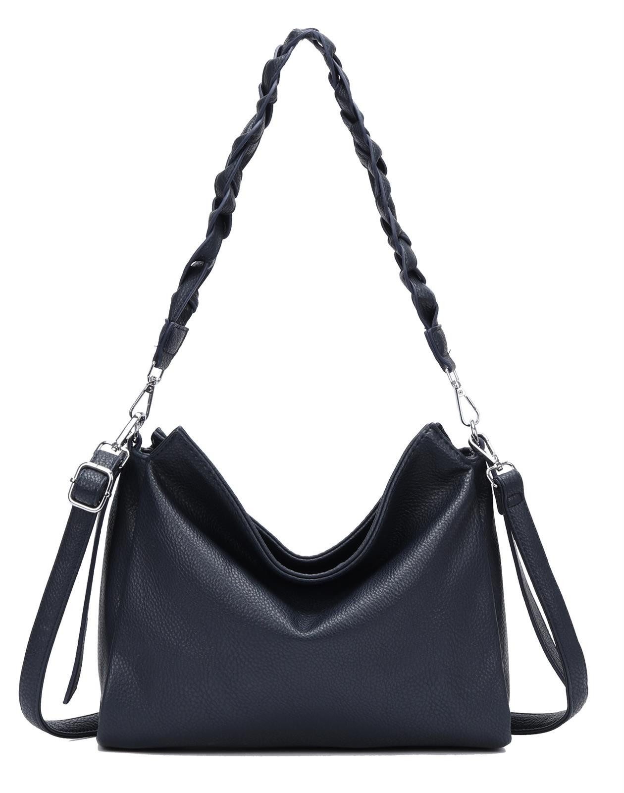Schultertasche Damen Tasche Shopper FLECHTOPTIK Hobo Bag Umhängetasche Crossover