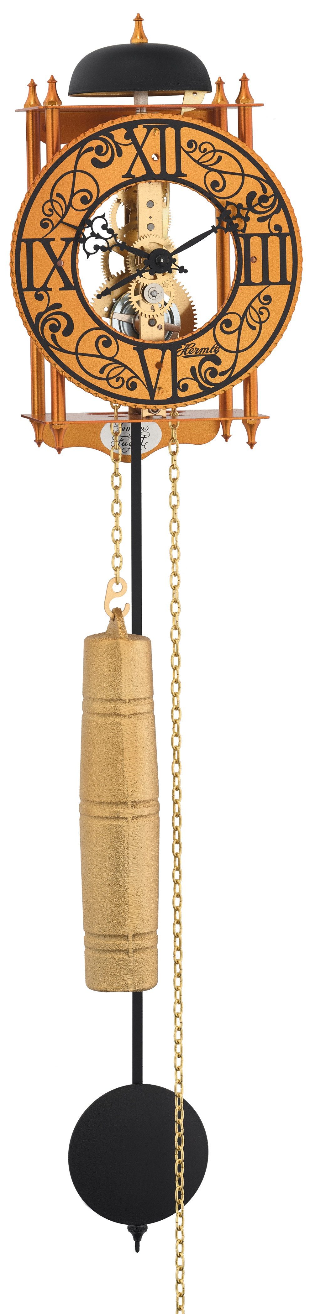 Hermle Pendelwanduhr Skelett 8-Tage Stab-Kettenzugwerk mit Schlag auf Glocke Raubritter (Ideal auch als Geschenk)