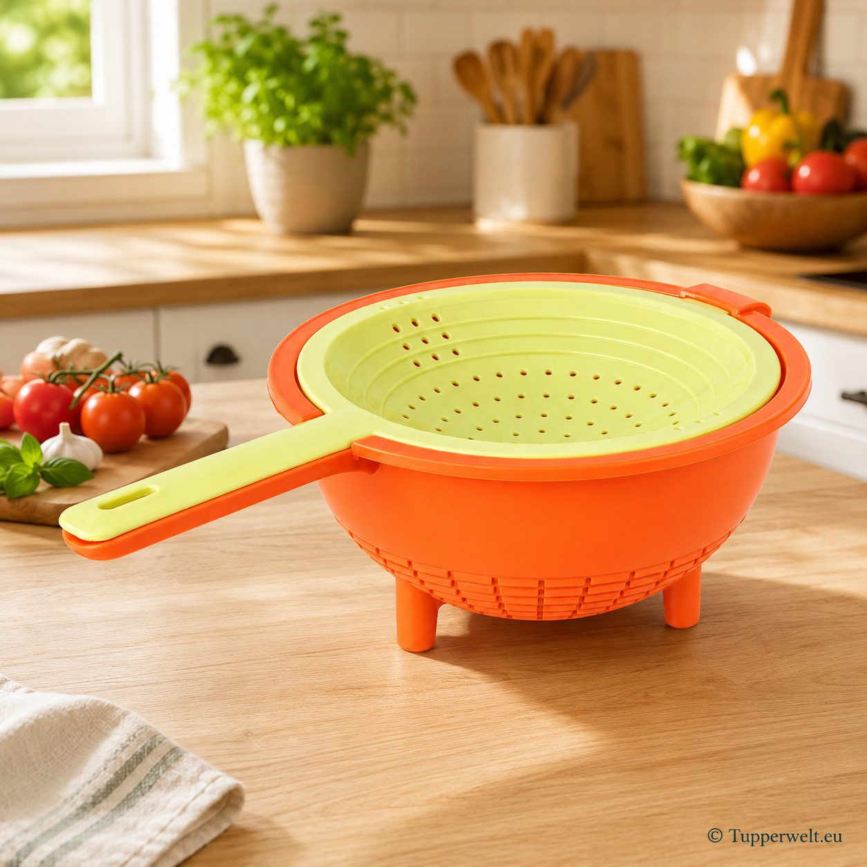 TUPPERWARE Küchensieb Tupperware Saladin® Praktisches Sieb-Doppel in orange
