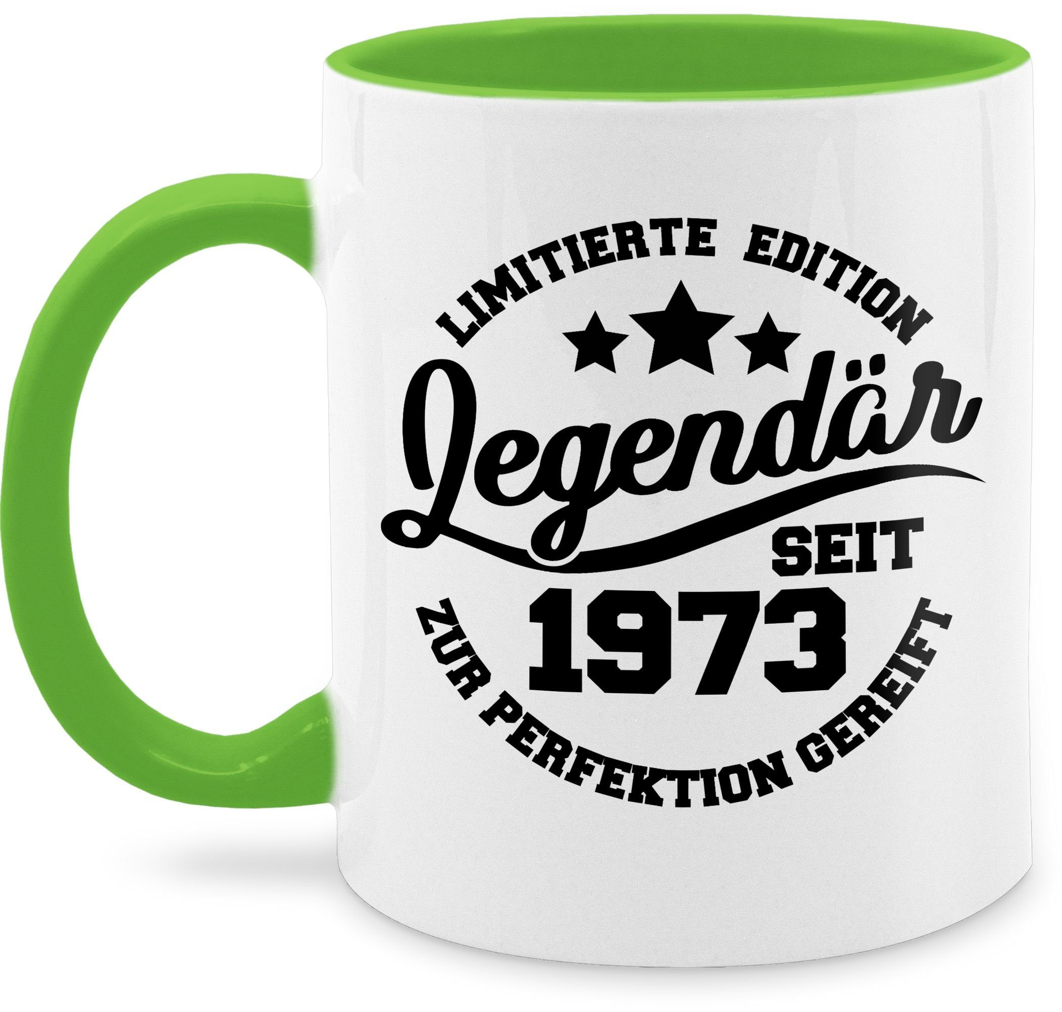 50. Tasse Legendär Shirtracer 1973, Tasse seit 2 Hellgrün Keramik, Geburtstag