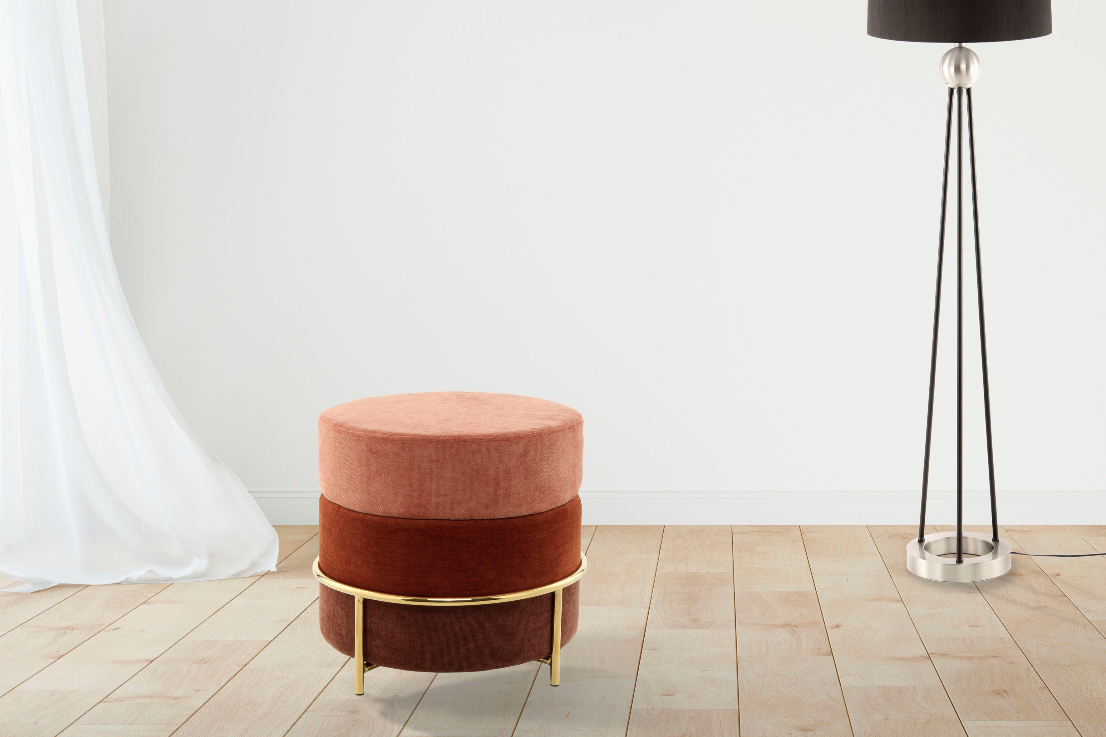 Kayoom Sitzhocker Hocker Matilda 225, Komfortable runde Form, Gemütlicher Design-Hocker (1 St), samtweich, elegant, gepolstert, große Sitzfläche