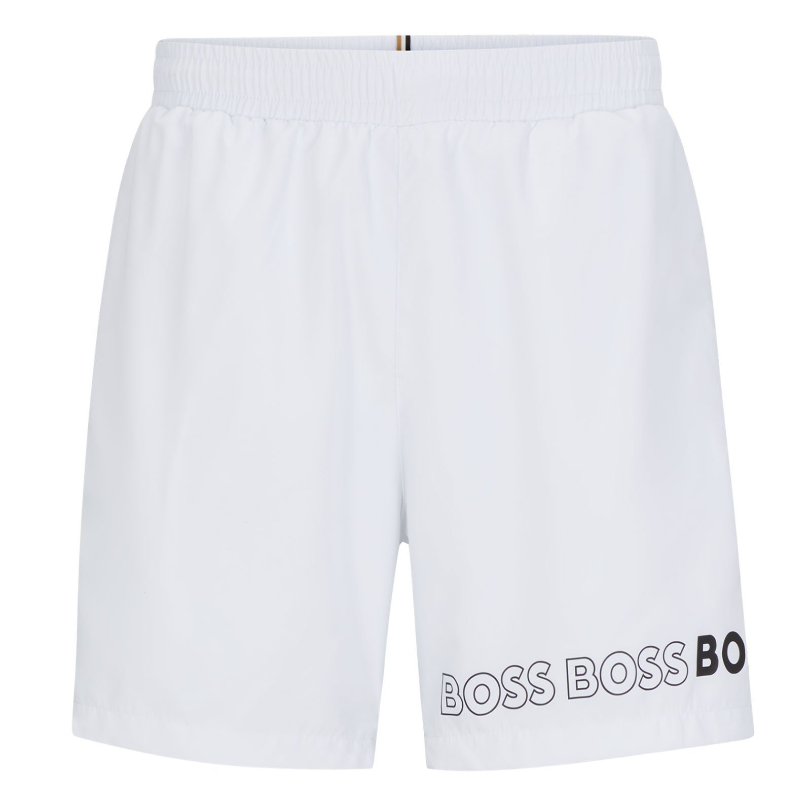 BOSS Badeshorts Dolphin mit umlaufendem Markenschriftzug auf dem linken Bein 100 white