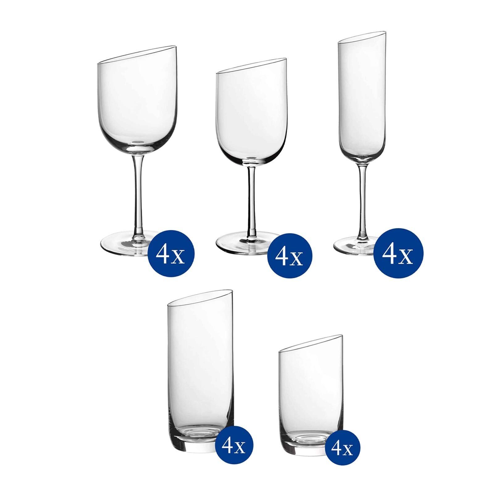 Villeroy & Boch Glas NewMoon Wein- und Sektgläser 20er Set, Glas