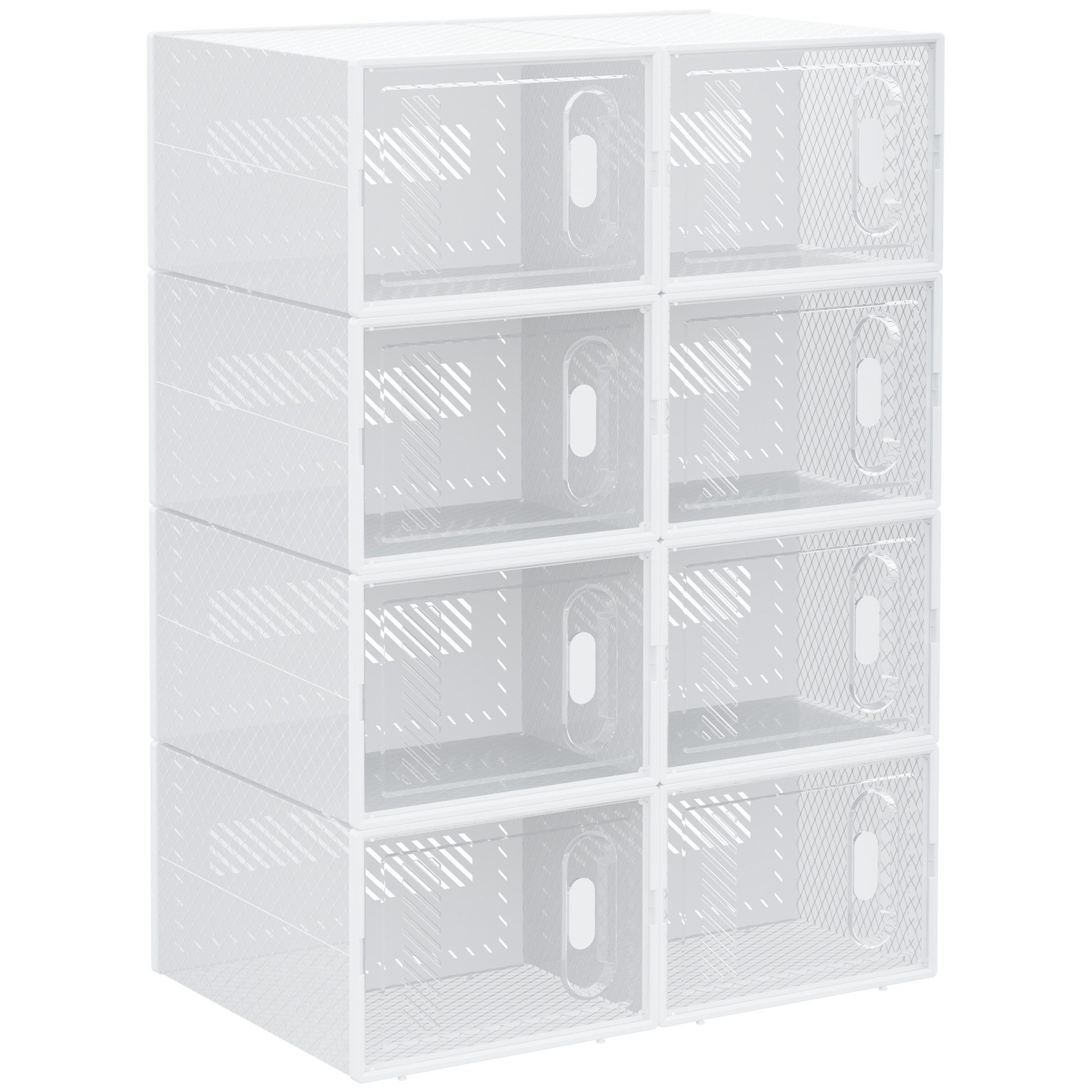 MC Star Bücherregal Set mit 8 modularen Schuhaufbewahrungsboxen in Würfelform, mit transparenten Türen – 25 x 35 x 19 cm