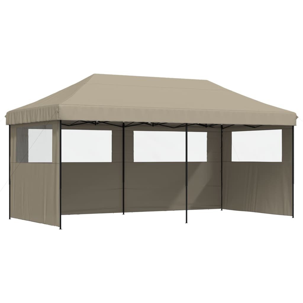 Pavillon Partyzelt Faltbar Pop-Up mit 3 Seitenteilen Taupe Pavillon