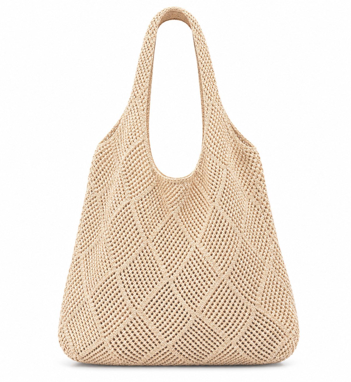 MOPUEA Strandtasche Damen Häkeltasche Boho Schultertasche Umhängetasche Handtasche (1-tlg., gehäkelt, Straw Beach Bag), Offene Tragetasche für Urlaub Shopping Party und Alltag
