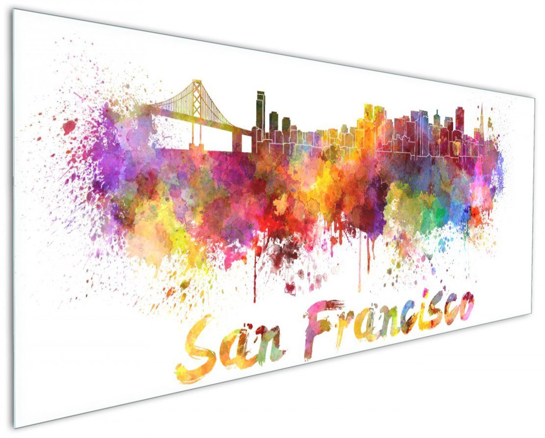 Wallario Küchenrückwand Städte als Aquarell - Skyline von San Francisco, (1-tlg)